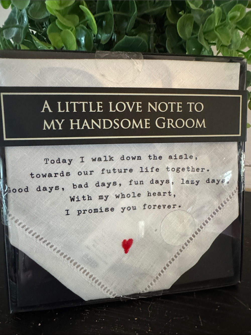 Mud Pie White Handkerchief with Red Heart Accent